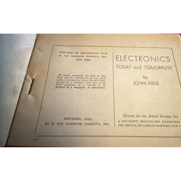 Electronics Today And Tomorrow Book By John Mills Armed Services Edition 1944 - Picture 4 of 4